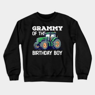 Grammy Of The Birthday Boy Trucks Tractors Farm Bday Kids Crewneck Sweatshirt